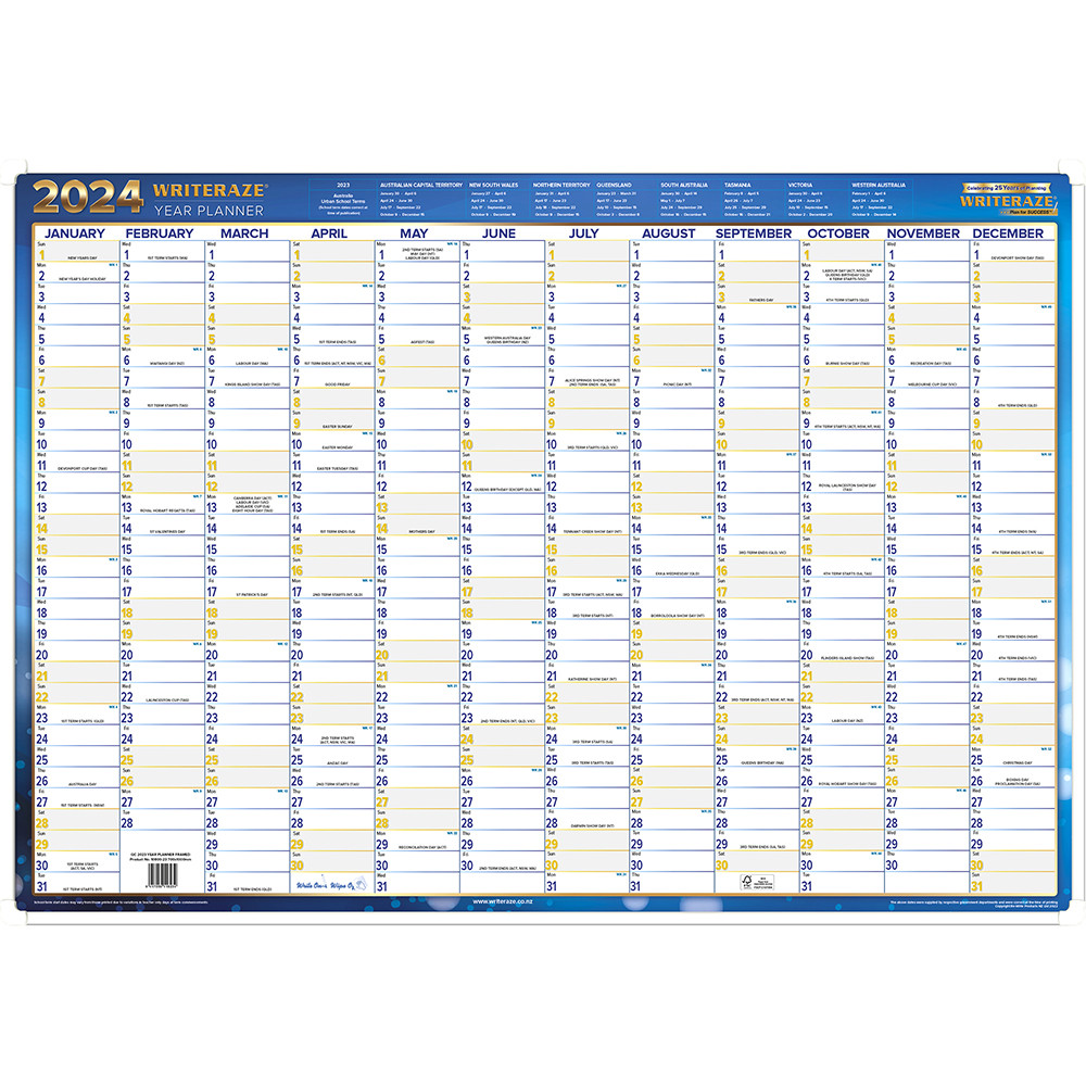 COLLINS WRITERAZE YEAR PLANNER Exec Lam Framed 500x700