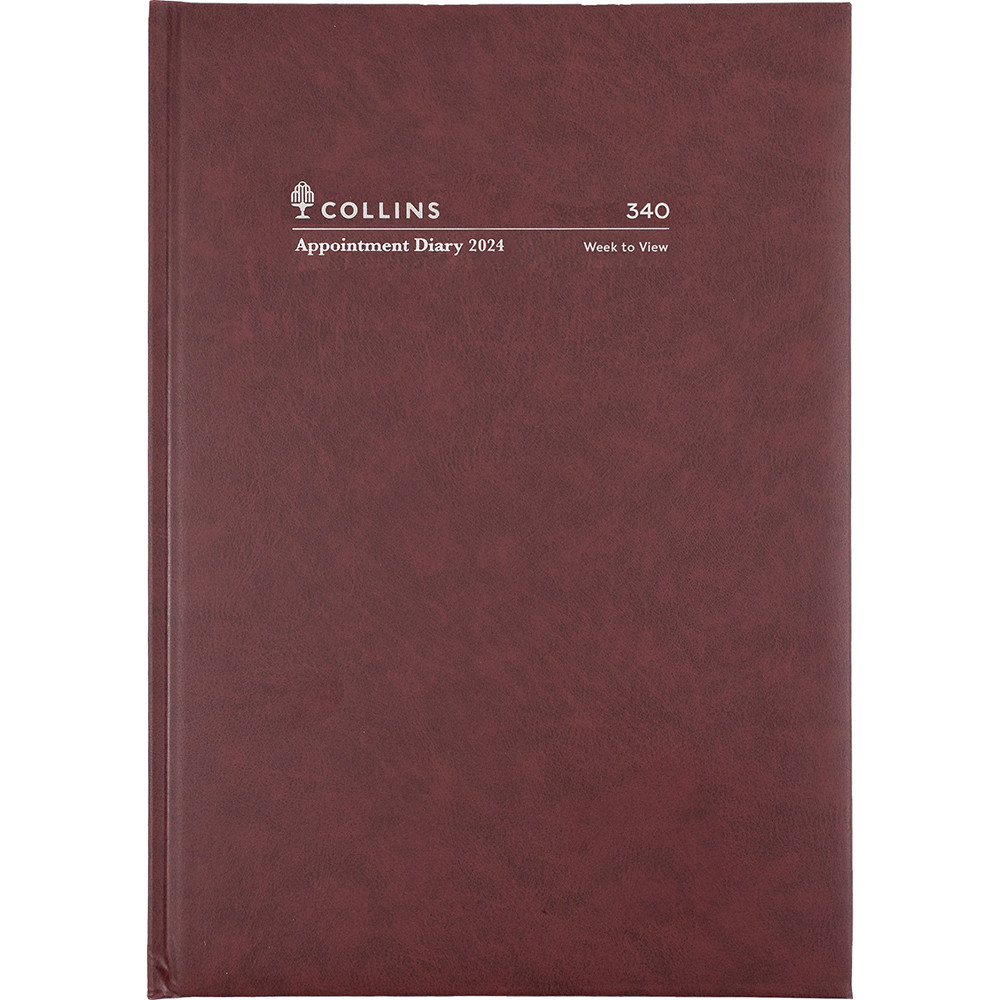 COLLINS APPOINTMENT DIARY A4 Week To Open 1Hr Burgundy
