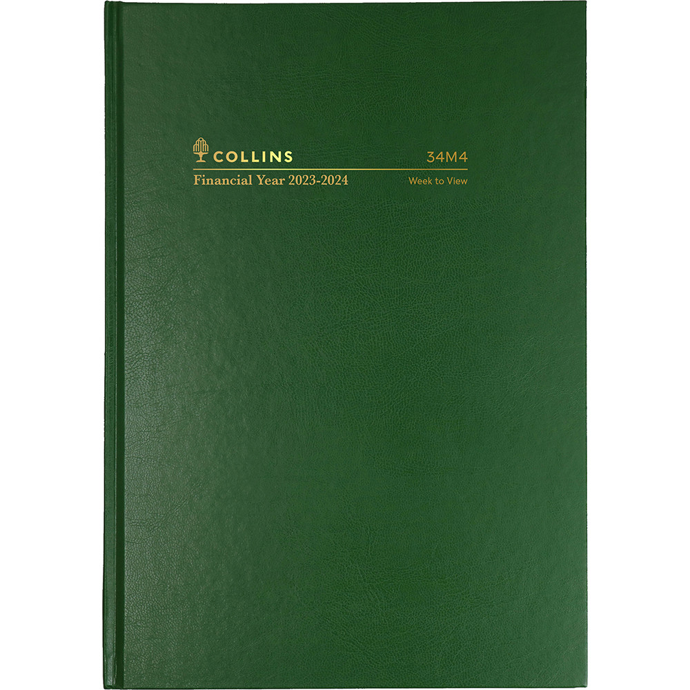 COLLINS #34M FINANCIAL YEAR DIARY A4 Week To Opening 1Hr Green