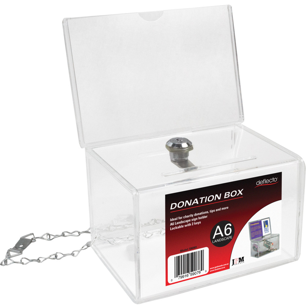 DEFLECT-O DONATION BOX A6 Landscape Lock,Header Clear