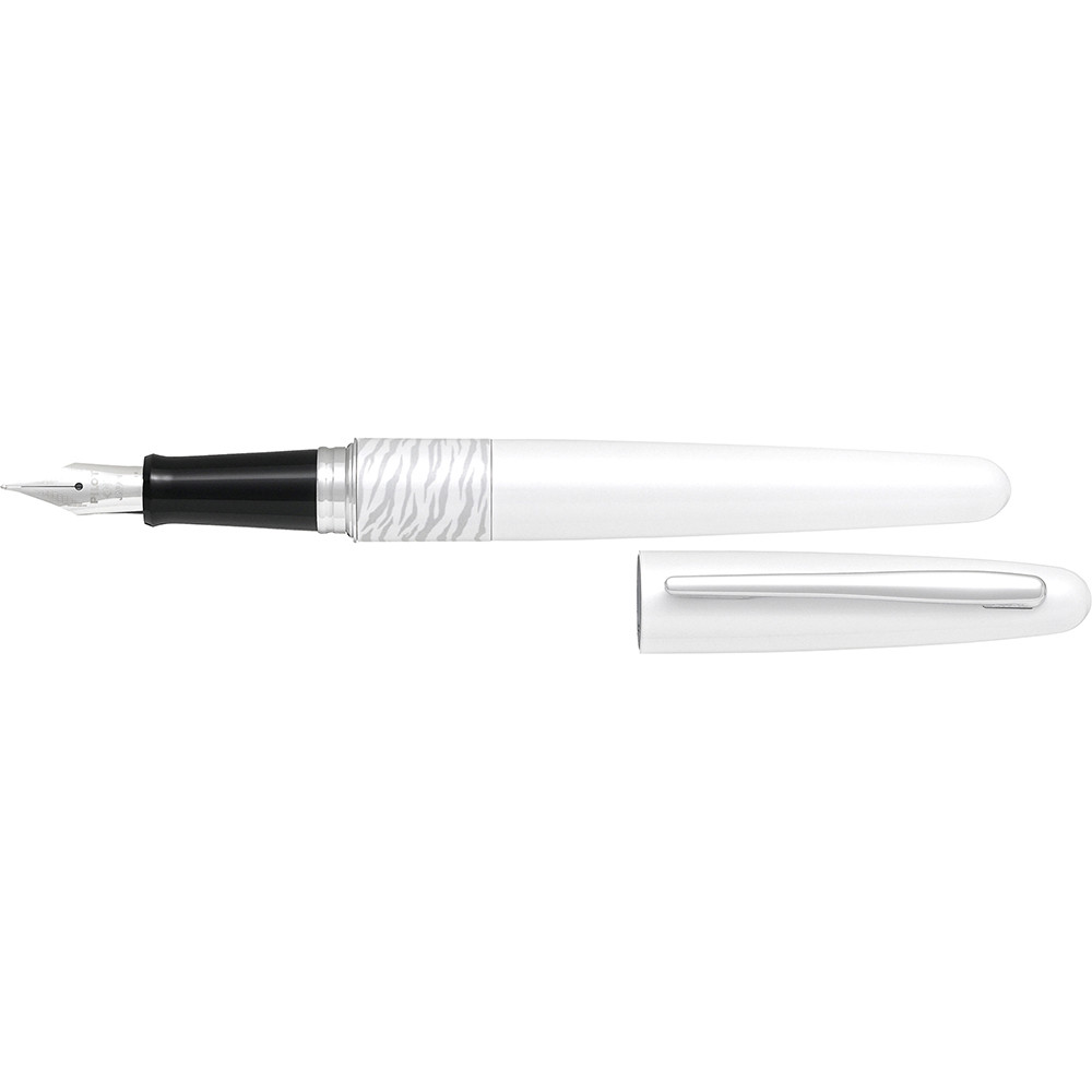 PILOT MR FOUNTAIN PEN MR2 White Tiger White Barrel  Medium Black Ink
