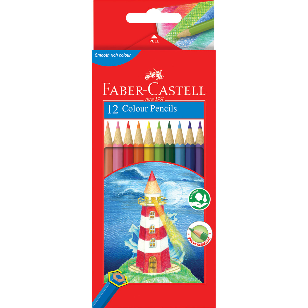 FaberCastell Hexagonal Colour Pencils Assorted Pack of 12