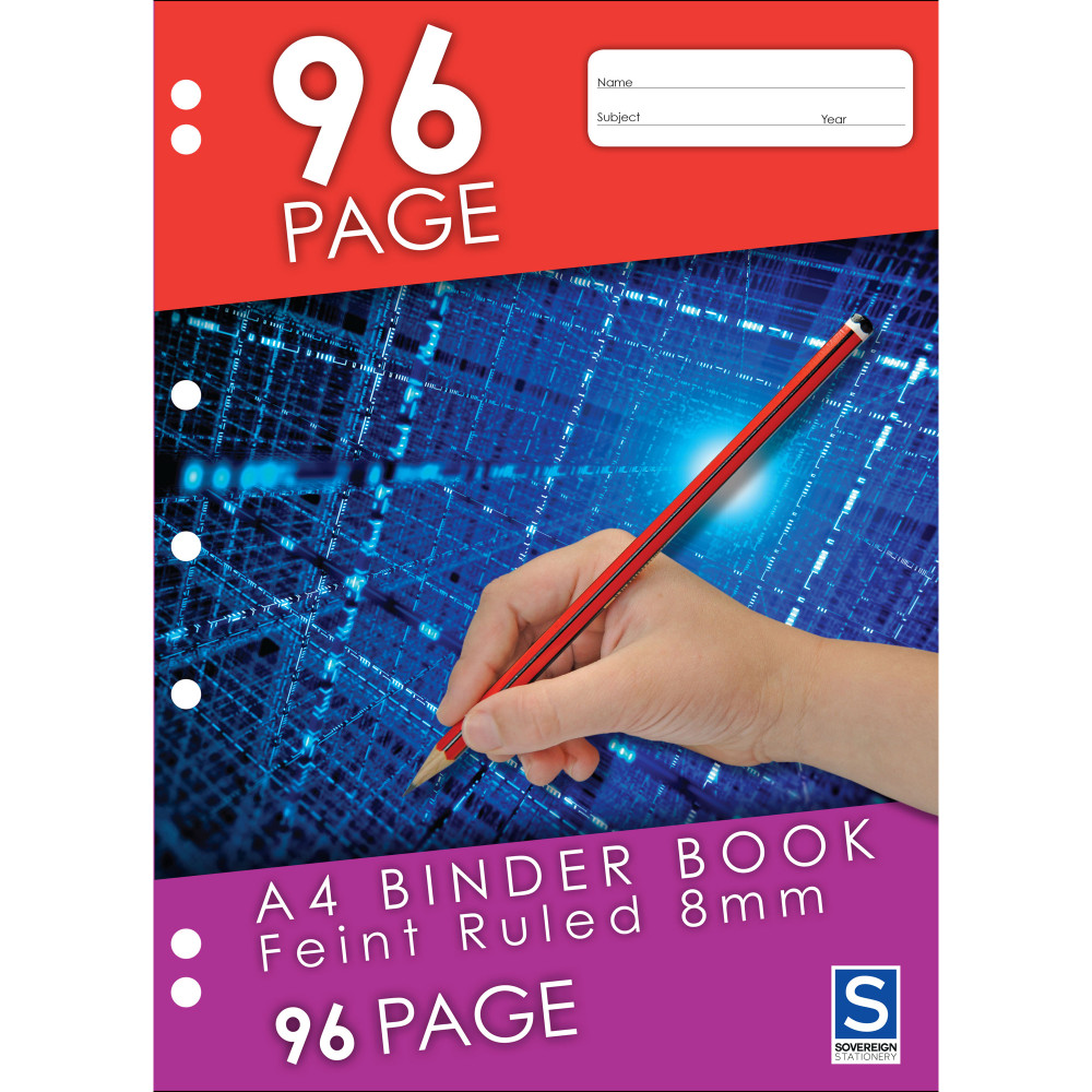 SOVEREIGN A4 EXERCISE BOOKS 8mm Ruled 96pg