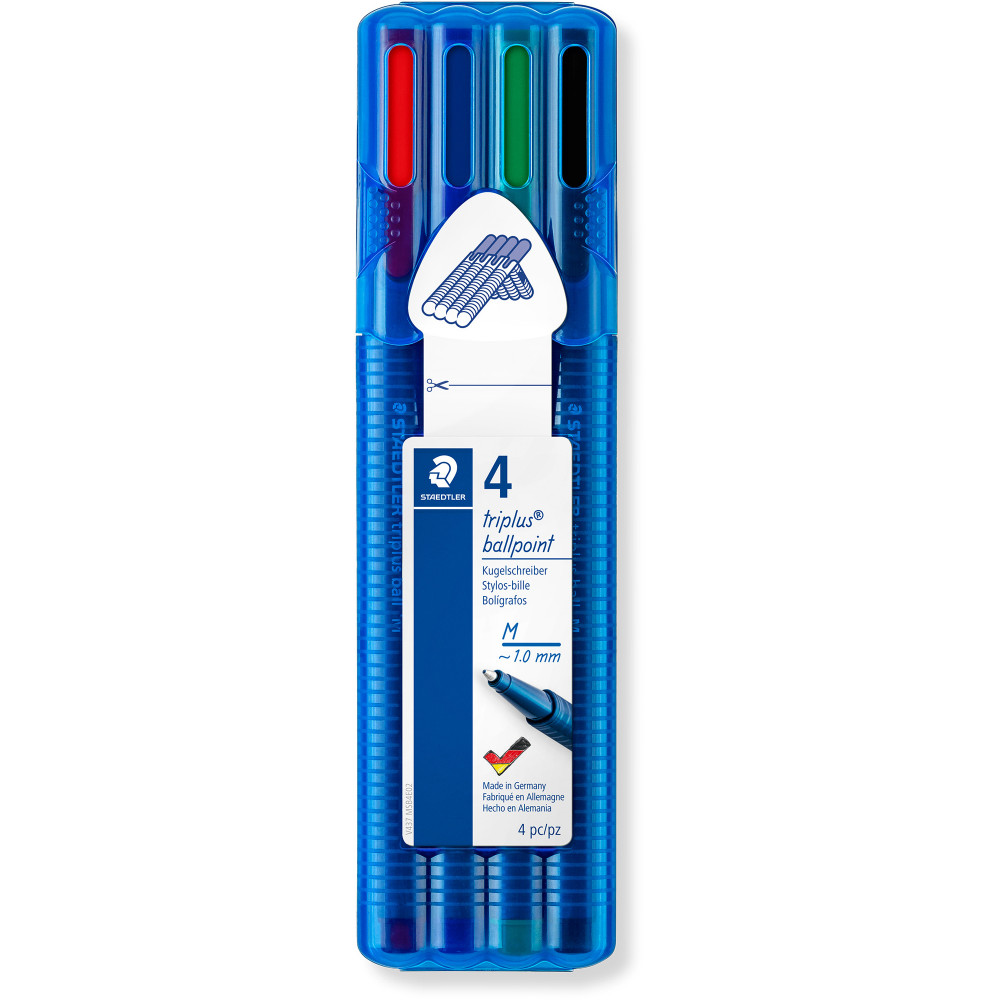 STAEDTLER TRIPLUS WALLET 437 Xbsb4 Ballpoint Pen Assorted Pack of 4