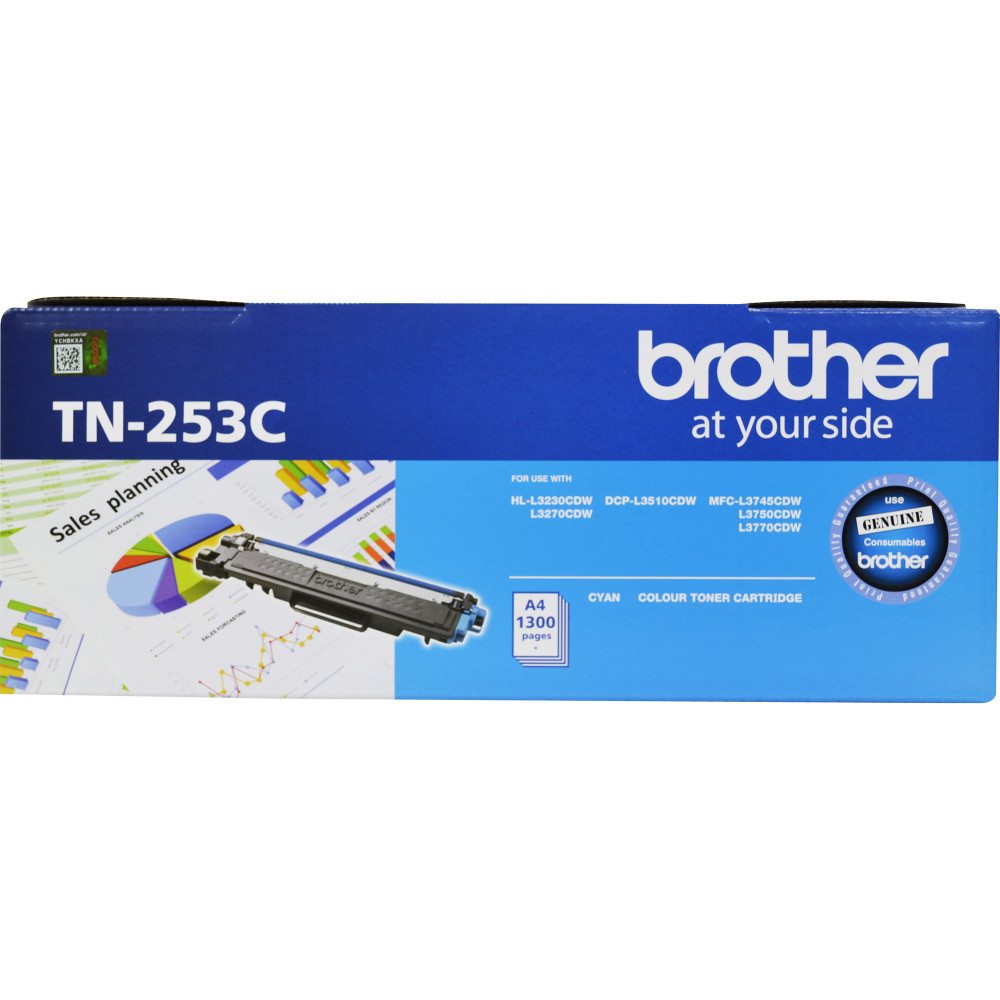 BROTHER TN-253C CYAN TONER Cartridge Standard Yield 1,300 Pages