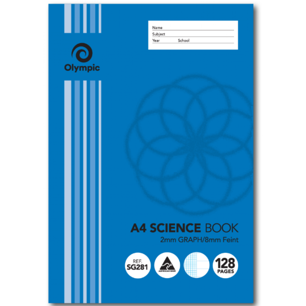 OLYMPIC SCIENCE BOOK A4 128Page 2mm Graph Feint