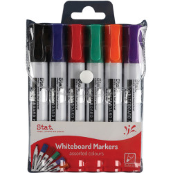 STAT WHITEBOARD MARKER BULLET 1.3mm Assorted Wallet Of 6