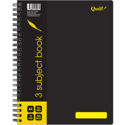 Quill Subject Book 3 70GSM PP A4 Black 300 Pages PACK OF 5