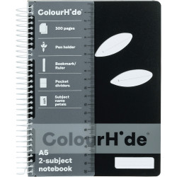 COLOURHIDE NOTEBOOK A4 2 Subject 300 Page Black