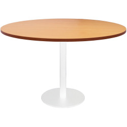 RAPIDLINE CIRCULAR MEETING TABLE 600mm Dia DISC BASE Beech with White Satin