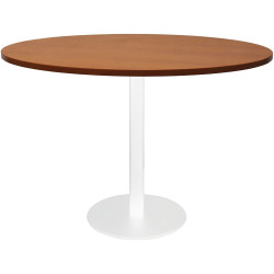 RAPIDLINE CIRCULAR MEETING TABLE 600mm Dia DISC BASE Cherry with White Satin