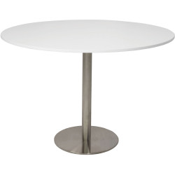 RAPIDLINE CIRCULAR MEETING TABLE 600mm Dia DISC BASE Natural White Stainless Steel