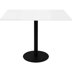 RAPIDLINE SQUARE TOP TABLE 900x900mm CIRCULAR BASE Natural White with Black