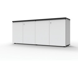 DELUXE INFINITY SWING DOOR CUPBOARD 1800Wx450Dx730mmH Natural White with Black