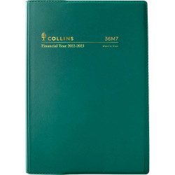 Collins Financial Year Vinyl Diary A6 Week to Opening Green