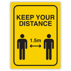 DURUS HEALTH AND SAFETY SIGN Wall Sign Social Distance Yellow and Black
