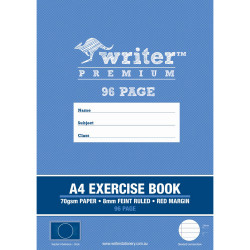 Writer Premium Exercise Book A4 8mm Ruled 96 Pages