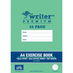Writer Premium Exercise Book A4 9mm Dotted Thirds 64 Pages