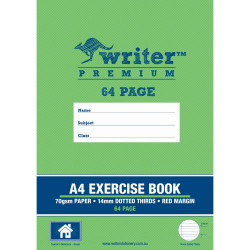 Writer Premium Exercise Book A4 14mm Dotted Thirds 64 Pages