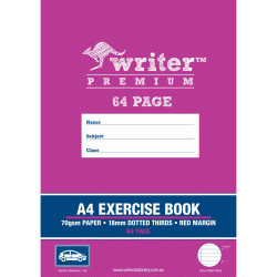 Writer Premium Exercise Book A4 18mm Dotted Thirds 64 Pages