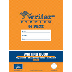 Writer Premium Exercise Book 245x330mm 24mm Dotted Thirds 64 Pages