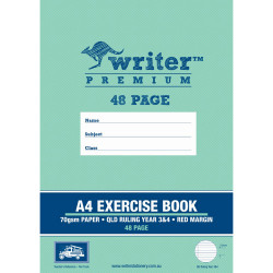 Writer Premium Exercise Book A4 Queensland Year 3/4 Ruled 48 Pages