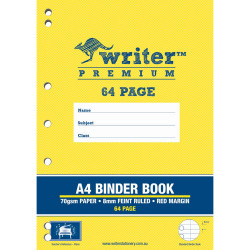 Writer Premium Binder Book A4 8mm Ruled 64 Pages