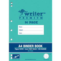 Writer Premium Binder Book A4 8mm Ruled 96 Pages