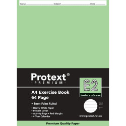 Protext Premium Exercise Book A4 8mm Ruled Green Insert 64 Pages
