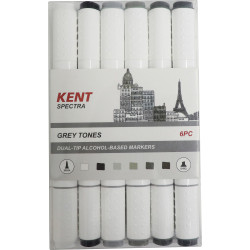Kent Spectra Marker Graphic Design Grey Tones Set of 6