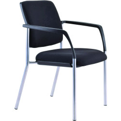 Buro Lindis 4 Leg Chair With Arms Silver Powdercoated Frame Black Fabric Seat and Back