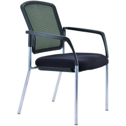 Buro Lindis 4 Leg Chair With Arms Silver Powdercoated Frame Black Fabric Seat Mesh Back