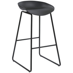 Aries Bar Stool with Black Metal Frame and Polypropylene Black Shell Seat
