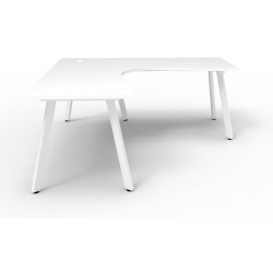 Eternity Corner Desk 1800Wx1800Wx750D 1 Person White Top White Frame