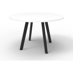 Eternity Round Meeting Table 900mm Diam Top  White Top Black Base