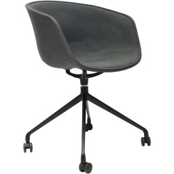 Focal Tub Visitor Chair Black 4 Star Base With Castors Charcoal Ash Fabric Upholstery