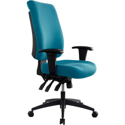 Buro Tidal Office Chair High Back With Arms Seat Slide Teal Fabric Seat and Back