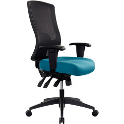 Buro Tidal Office Chair High Mesh Back With Arms Seat Slide Teal Fabric Seat and Back