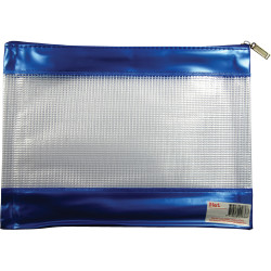 Stat PVC Mesh Pencil Case 278 x 200mm  Blue and Clear