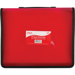 Stat A4 2R Zipper Binder with Handle 25mm Red