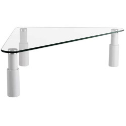 Ergovida Glass Top Monitor Stand Triangular With Three Height Adjustable White Legs