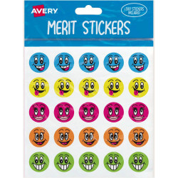 Avery Merit Stickers 300 Labels Smiley Faces Assorted
