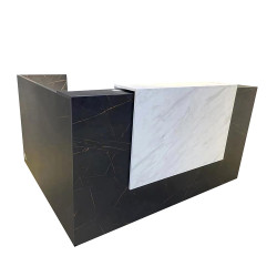 Sorrento Reception Counter 2100W x 840D x 1150mmH Marble And Charcoal
