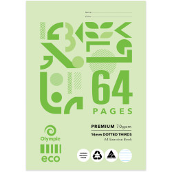 Olympic Eco Exercise Book D146P A4 14mm Dotted Thirds 64 Pages Pack of 20