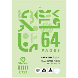 Olympic Eco Exercise Book D186P A4 18mm Dotted Thirds  64 Pages Pack of 20