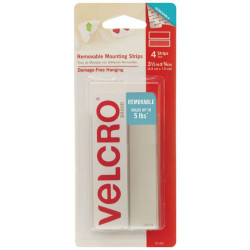 Velcro Brand Removable Strips 44x19mm White Pack of 4