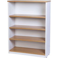 Logan Bookcase 3 Shelves  900W x 315D x 1200mmH  White and Oak