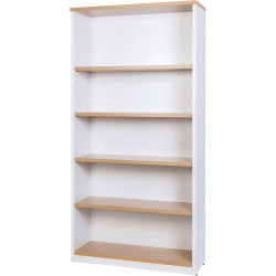 Logan Bookcase 4 Shelves  900W x 315D x 1800mmH  White and Oak