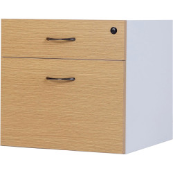 Logan Fixed Pedestal Lockable  1 Standard and 1 Filing Drawer  White and Oak