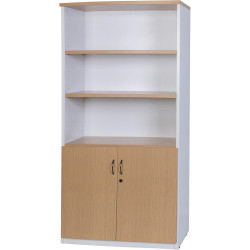 Logan Storage Cupboard Half  Door 900W x 450D x 1800mmH White and Oak